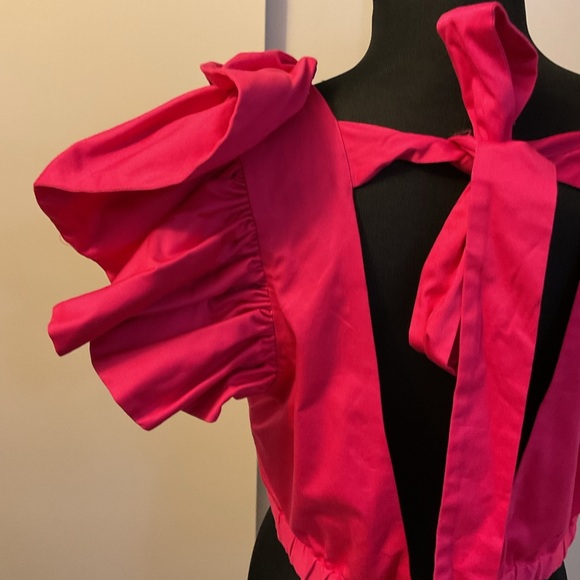 7. NWT Making The Cut Fushcia Pink Ruffle Sleeveless V-Neck Top Size Large - Picture 11 of 12